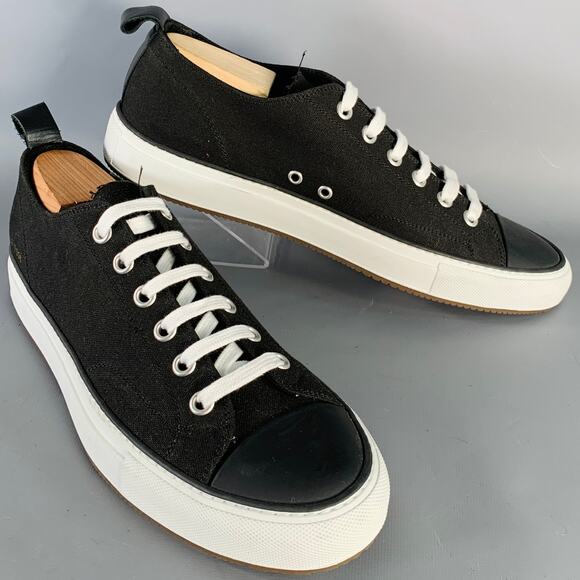 COMMON PROJECTS Size 11 Black White Canvas Lace-Up Sneakers - Picture 1 of 9